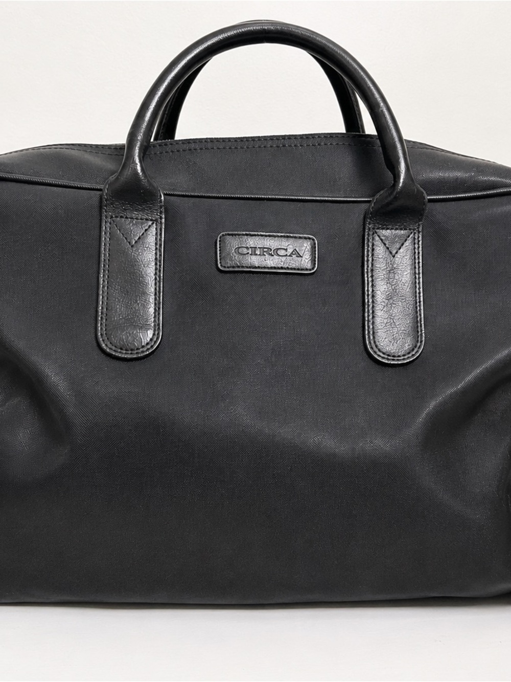 Circa Black Leather Duffel Bag for Men